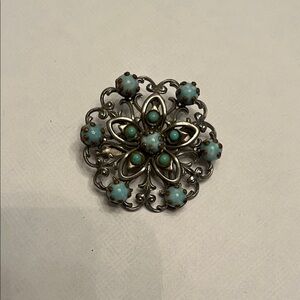 American Vintage Silver and Turquoise Brooch
